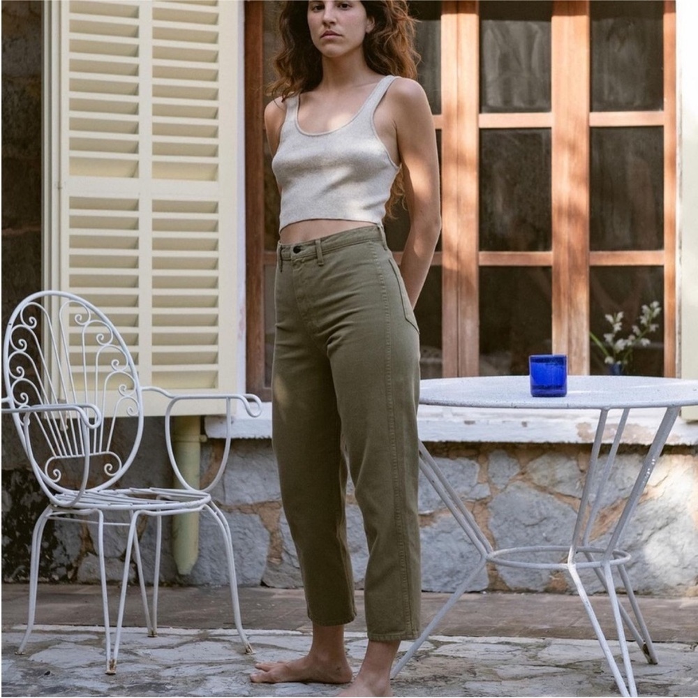 Ozma Kate Green High-rise jeans pants 100% cotton